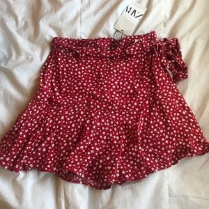 NWT ZARA Pink/ Red Floral Skirt
